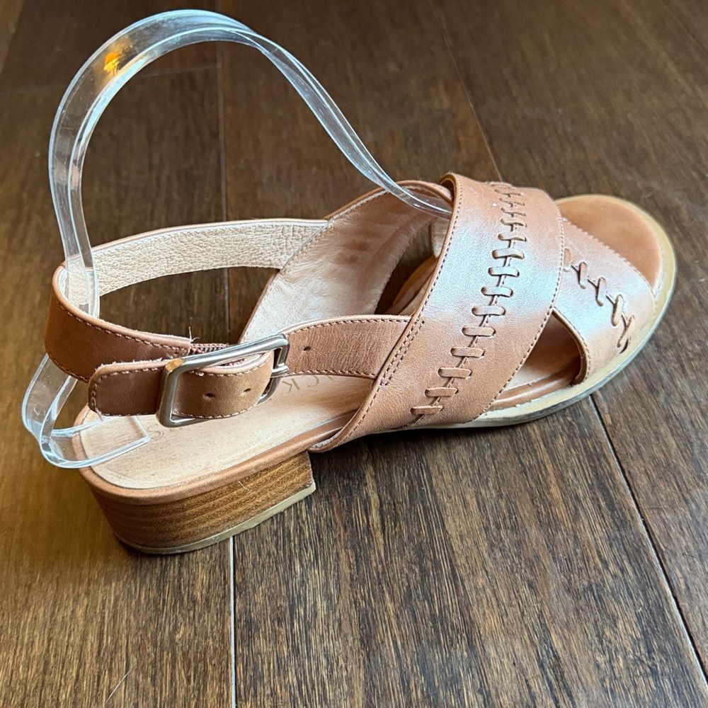 Jack Rogers Amelia City Sandal Leather Whipstitch Block Heel Slingback Women's 7 - Picture 5 of 10